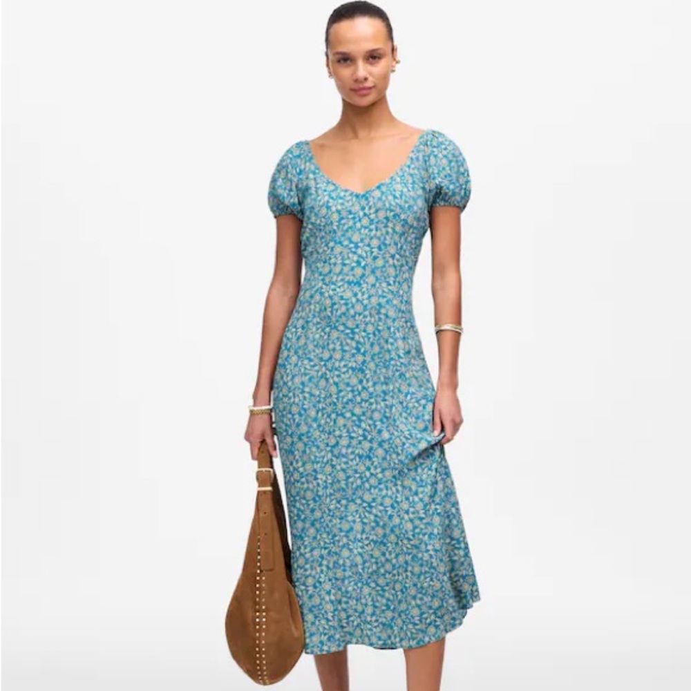 Madewell Cap-Sleeve Midi Dress in Floral